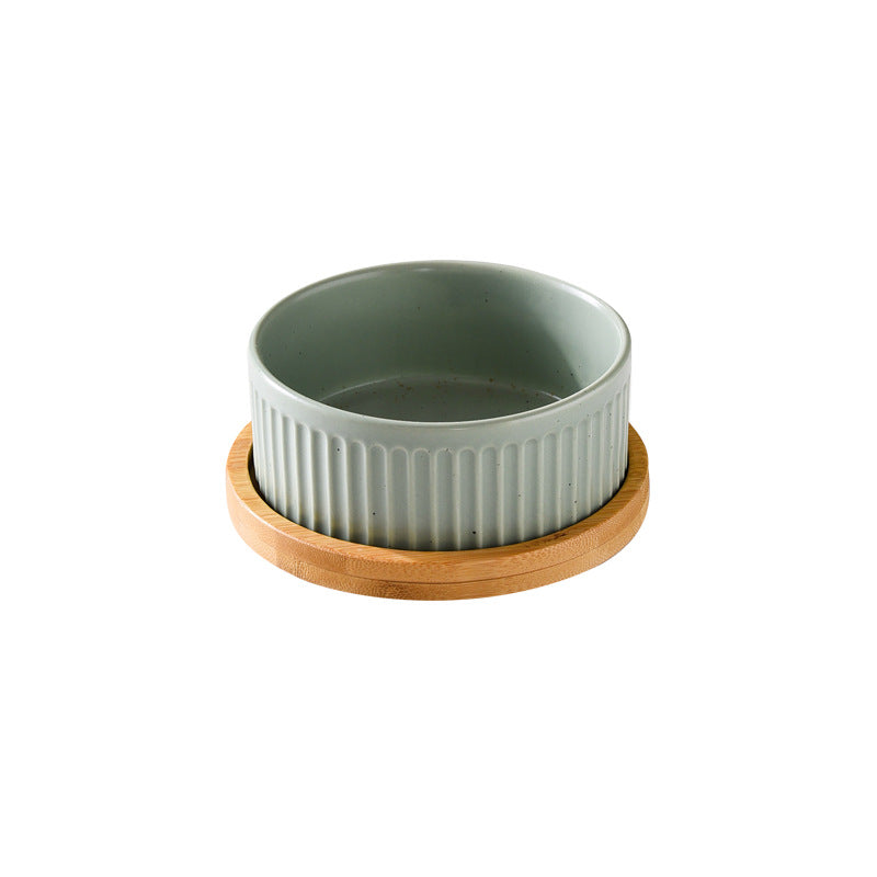 HKM-3490109 Ceramic Dog Food Bowl Set in Multiple Sizes with Coordinating Trays