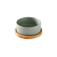 HKM-3490109 Ceramic Dog Food Bowl Set in Multiple Sizes with Coordinating Trays