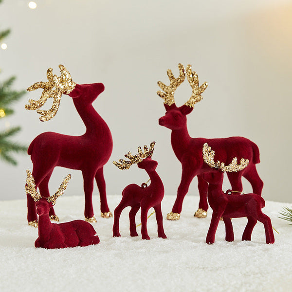 HKM-349011 Christmas Sequined Elk Decor with Flocking Detail - Various Styles Available