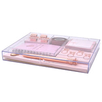 HKM-349011 Kids Stationery Set with Binder Clips, Notepad, Tape, and Paper Clips in Pink and Blue