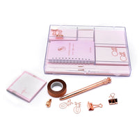 HKM-349011 Kids Stationery Set with Binder Clips, Notepad, Tape, and Paper Clips in Pink and Blue