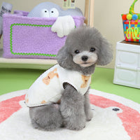 HKM-3490493 Crescent Bear Warm Fluffy Vest for Dogs ¨C Cozy Teddy Style Pet Clothing in Beige and Black Coffee