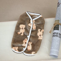 HKM-3490493 Crescent Bear Warm Fluffy Vest for Dogs ¨C Cozy Teddy Style Pet Clothing in Beige and Black Coffee