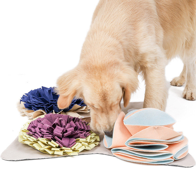 HKM-3490749 Multi-Size Sniffing Pet Mats for Slow Feeding and Training - Beige, Turquoise, Orange Blue Felt Design
