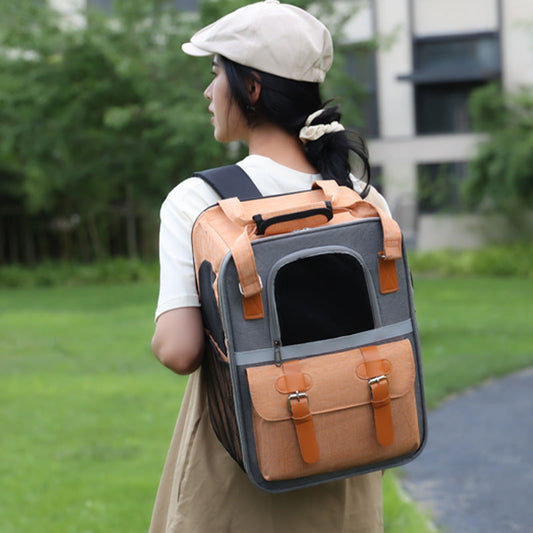 HKM-349075 Portable Folding Pet Backpack Bag - Breathable Oxford Cloth for Cats and Dogs in Various Colors