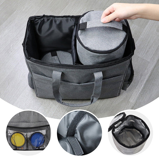 HKM-3492157 Portable Dog Food Carrying Shoulder Bag - 17L Travel Storage for Dogs, Gray or Black