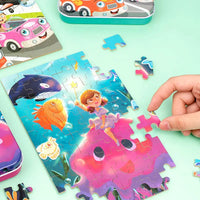 HKM-349331 60-Piece Educational Dinosaur Jigsaw Puzzle for Kids - Iron Box Wooden Puzzle Toys