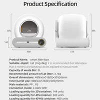 HKM-349331 Smart Self-Cleaning Cat Litter Box with Wi-Fi and Odor Control, 65L Capacity