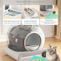 HKM-349331 Smart Self-Cleaning Cat Litter Box with Wi-Fi and Odor Control, 65L Capacity