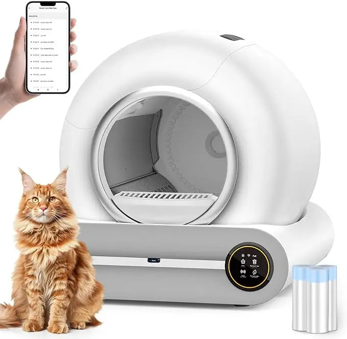 HKM-349331 Smart Self-Cleaning Cat Litter Box with Wi-Fi and Odor Control, 65L Capacity