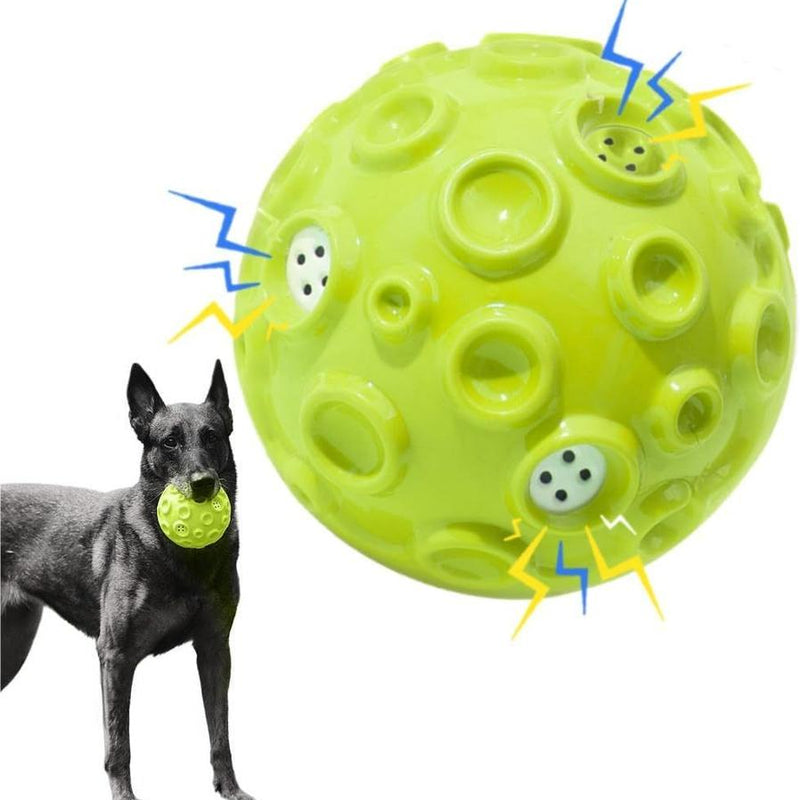 HKM-349395 Durable Squeaky Dog Toy Ball for Aggressive Chewers - Interactive Rubber Chew Toy with Teeth Cleaning Design for Small to Large Dogs