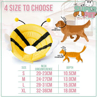 HKM-3494077 Soft Cat Cone Collar with Bee Design - Comfortable, Adjustable, and Easy to Clean for Recovery Protection