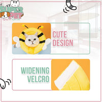 HKM-3494077 Soft Cat Cone Collar with Bee Design - Comfortable, Adjustable, and Easy to Clean for Recovery Protection