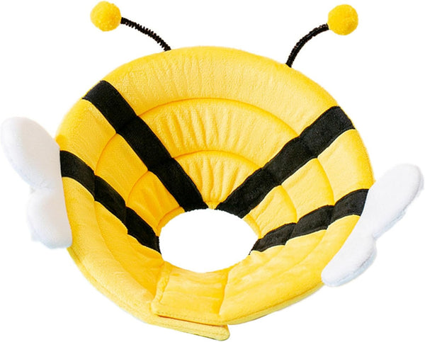 HKM-3494077 Soft Cat Cone Collar with Bee Design - Comfortable, Adjustable, and Easy to Clean for Recovery Protection