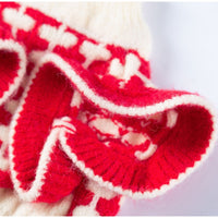 HKM-3494461 Charming Red Knitted Sweater for Small Dogs with Cute Cherry Accent and Flutter Sleeves
