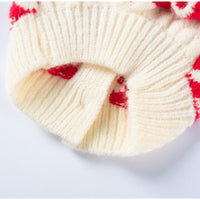HKM-3494461 Charming Red Knitted Sweater for Small Dogs with Cute Cherry Accent and Flutter Sleeves