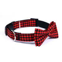 HKM-349587 British Plaid Bow Tie Collar for Cats and Dogs - Multi-Seasonal Adjustable Traction Collar