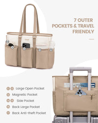 HKM-349587 Multi-Pockets Waterproof Large Laptop Tote Bag for Work, Travel, and College