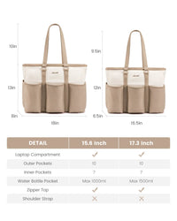 HKM-349587 Multi-Pockets Waterproof Large Laptop Tote Bag for Work, Travel, and College
