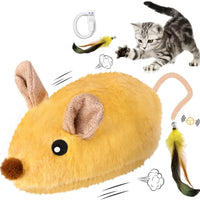 HKM-349651 Interactive Cat Toys Mouse For Indoor Cats Rechargeable LED Cat Mouse Toy Feather Bell Tail Lifelike Electric Automatic Moving Mouse Cat Toy For All Breeds Cat Boredom Exercise