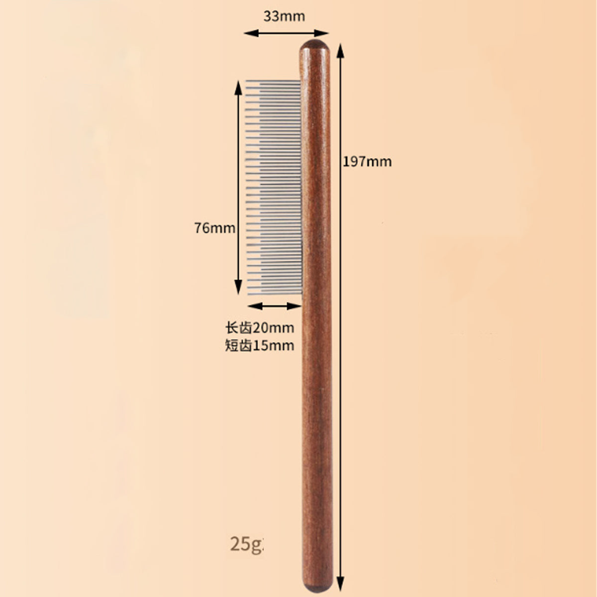 HKM-3497149 Wooden Handle Pet Comb for Grooming Long & Short Haired Dogs, Cats, and Small Pets