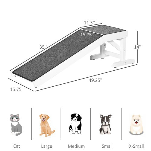 HKM-3498941 Dog Ramp with Non-Slip Carpet and Top Platform for Easy Access to Elevated Surfaces, 49" x 16" x 14"
