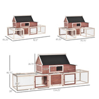 HKM-3499325 Spacious Wooden Chicken Coop with Nesting Box and Double Runs, Durable Fir Wood Construction