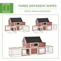 HKM-3499325 Spacious Wooden Chicken Coop with Nesting Box and Double Runs, Durable Fir Wood Construction