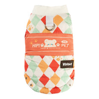 HKM-3500221 Cozy Quilted Two-Legged Pet Vest for Cats and Dogs - Retro Prints for Autumn and Winter