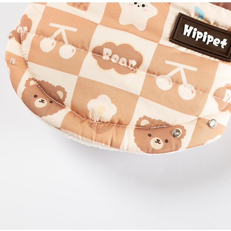 HKM-3500221 Cozy Quilted Two-Legged Pet Vest for Cats and Dogs - Retro Prints for Autumn and Winter