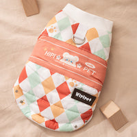 HKM-3500221 Cozy Quilted Two-Legged Pet Vest for Cats and Dogs - Retro Prints for Autumn and Winter