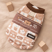 HKM-3500221 Cozy Quilted Two-Legged Pet Vest for Cats and Dogs - Retro Prints for Autumn and Winter