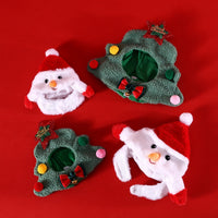 HKM-3500477 Adorable Plush Pet Christmas Hat for Small Dogs and Cats ¨C Snowman and Christmas Tree Designs