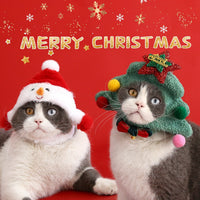 HKM-3500477 Adorable Plush Pet Christmas Hat for Small Dogs and Cats ¨C Snowman and Christmas Tree Designs