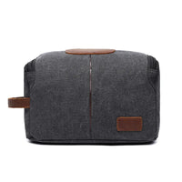 HKM-350099 Large Capacity Portable Makeup Bag - Multi-functional Travel Storage Bag in Durable Waxed Canvas and Leather