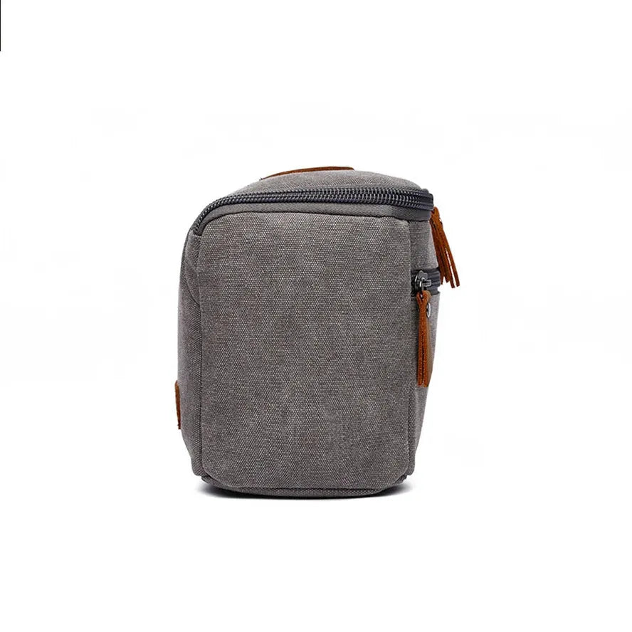 HKM-350099 Large Capacity Portable Makeup Bag - Multi-functional Travel Storage Bag in Durable Waxed Canvas and Leather