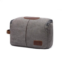 HKM-350099 Large Capacity Portable Makeup Bag - Multi-functional Travel Storage Bag in Durable Waxed Canvas and Leather