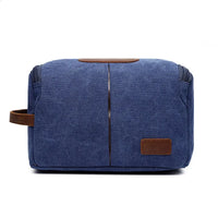 HKM-350099 Large Capacity Portable Makeup Bag - Multi-functional Travel Storage Bag in Durable Waxed Canvas and Leather