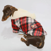 HKM-3501245 Stylish Red Plaid Cotton Shirt for Dogs in Sizes XS to XL