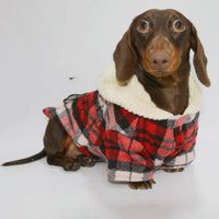 HKM-3501245 Stylish Red Plaid Cotton Shirt for Dogs in Sizes XS to XL