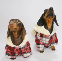 HKM-3501245 Stylish Red Plaid Cotton Shirt for Dogs in Sizes XS to XL