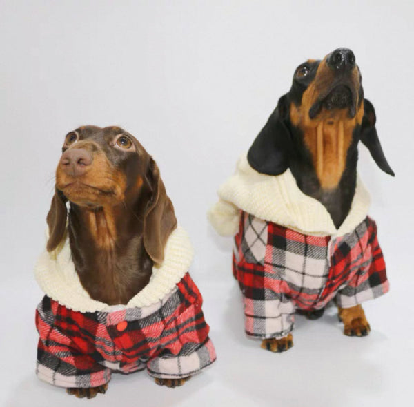 HKM-3501245 Stylish Red Plaid Cotton Shirt for Dogs in Sizes XS to XL