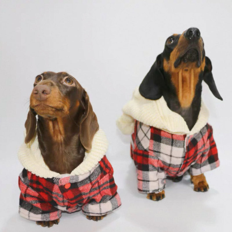 HKM-3501245 Stylish Red Plaid Cotton Shirt for Dogs in Sizes XS to XL