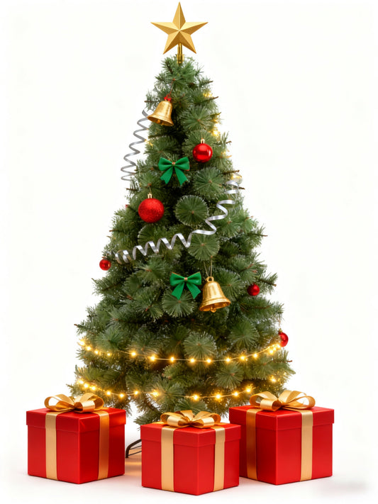 HKM-350163 Green Spray White Snowflake Pine Needle Christmas Tree - 150CM, 180CM & 210CM, Slim Design for Small Spaces