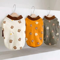 HKM-3502013 Cozy German Velvet Pet Thin Toast Bottom Shirt in White and Yellow