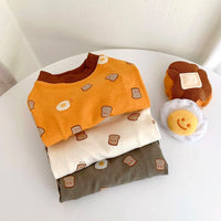 HKM-3502013 Cozy German Velvet Pet Thin Toast Bottom Shirt in White and Yellow