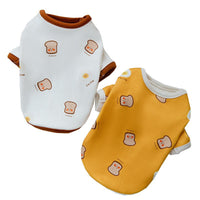 HKM-3502013 Cozy German Velvet Pet Thin Toast Bottom Shirt in White and Yellow
