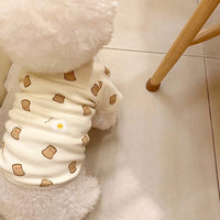 HKM-3502013 Cozy German Velvet Pet Thin Toast Bottom Shirt in White and Yellow