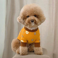 HKM-3502013 Cozy German Velvet Pet Thin Toast Bottom Shirt in White and Yellow