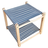 HKM-3503037 Double Layer Cat Hammock Pet Bed - Removable and Washable Solid Wood Design in Classic Gray and Navy Blue